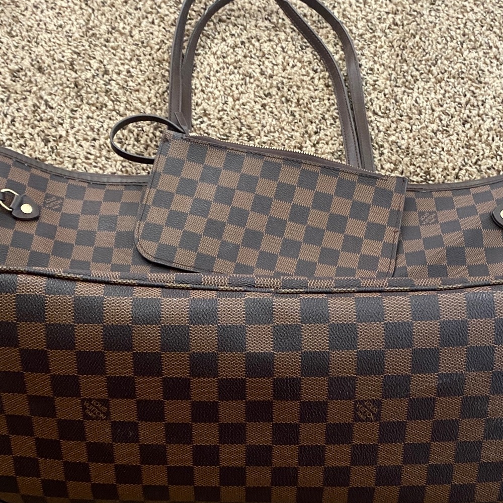 Brown Checkered Tote Bag with Pouch - it’s not an authentic LV